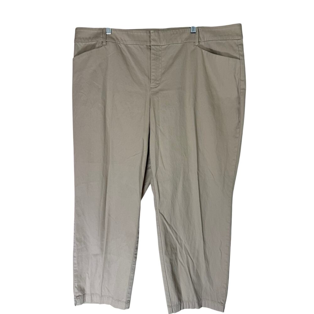 Lord & Taylor Woman Beige Kelly Ankle High Waist‎ Cotton Trouser Pants Size 20W